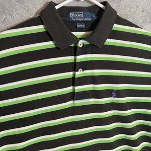 Polo Ralph‎ Lauren Shirt Men's M Black Green Stripe Pony Golf Vtg READ